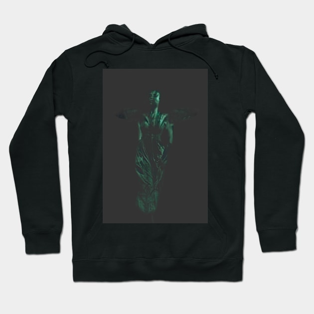 Glimpse of angel like creature. Beautiful girl. Dark, green, gray. Hoodie by 234TeeUser234